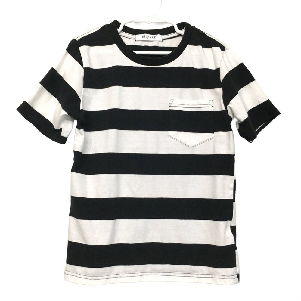 DILBYKE Boys Black & White Striped Shirt Size 5-6
